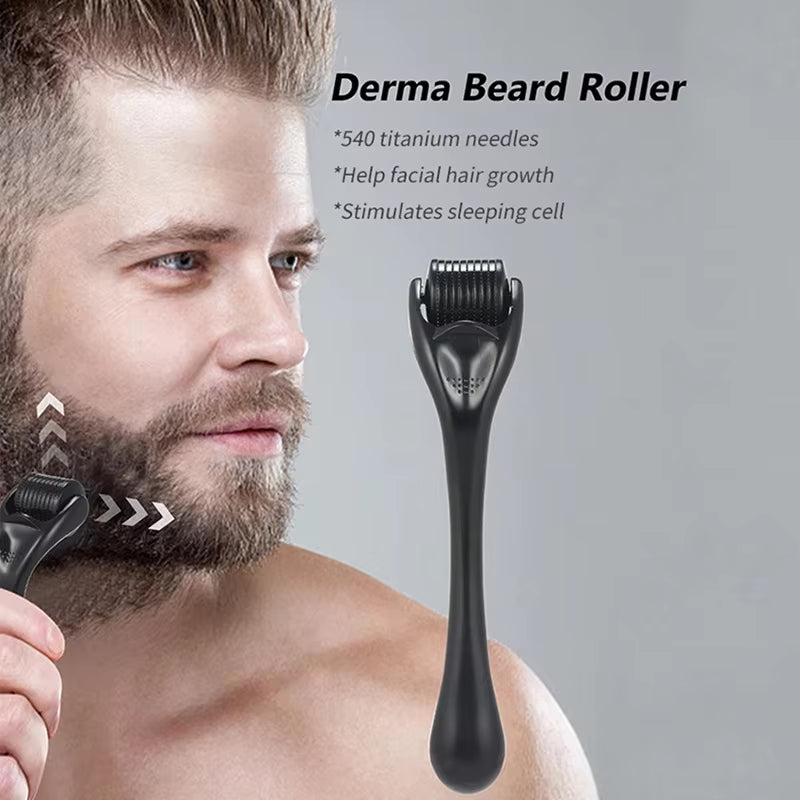 2Pcs Black 540 Pins Derma Roller Skin Care Tools Face Hair Beard Growth for Men and Women Home Use