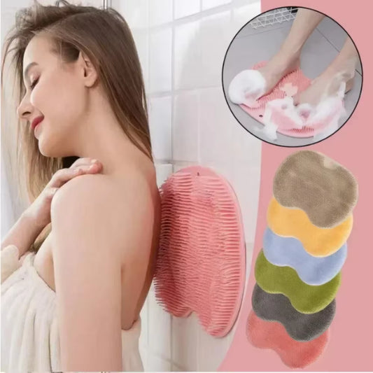 2025 Exfoliating Shower Massage Scraper Bathroom Non-Slip Bath Mat Back Massage Brush Silicone Foot Wash Cleaning Bathing Tool