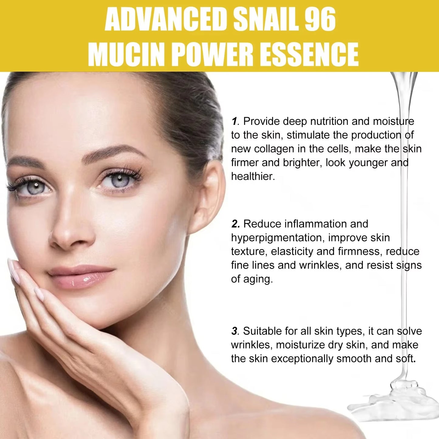 Anti-Wrinkle Snail Mucin Essence Face Cream Repairing Lift Firm Anti-Aging Fade Fine Lines Acne Treatment Brightening Skin Care