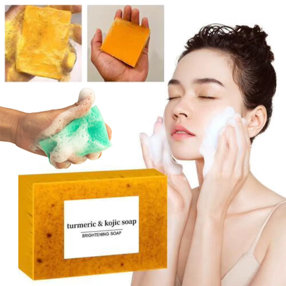 Turmeric Kojic Glow-Skin Brightening Soaps Exfoliates Skin Soaps Multi-Purpose Facial Care Supplies for Women Men Adults Teens