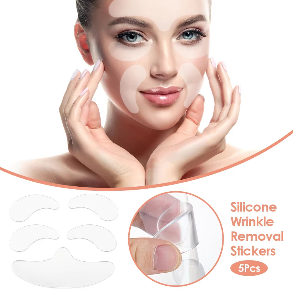 Silicone Wrinkle Removal Stickers 5Pieces Reusable Face Forehead Pad Lines Eye Patches Lifting Skin Care anti Aging Beauty Tools