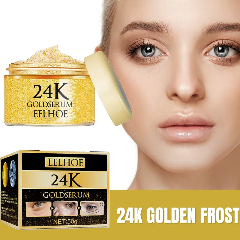 24K Gold Face Serum Fade Dark Circles Fine Line anti Aging Cream Smoothing Nourishes Firming Lifting Brighten Skin Care Essence