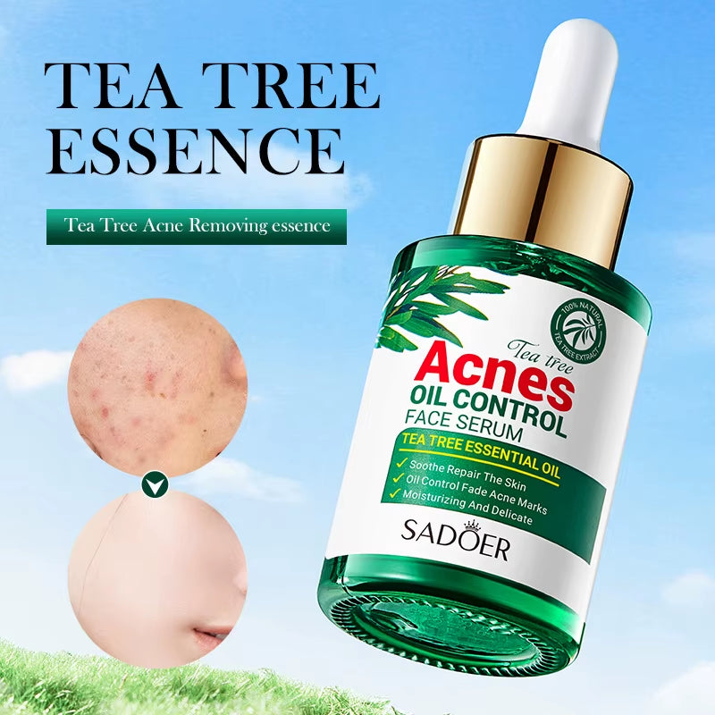 Tea Tree Acne Oil Control Face Serum Shrink Pores Acne Treatment Moisturizing Smooth Firming Skin Beauty Skin Care