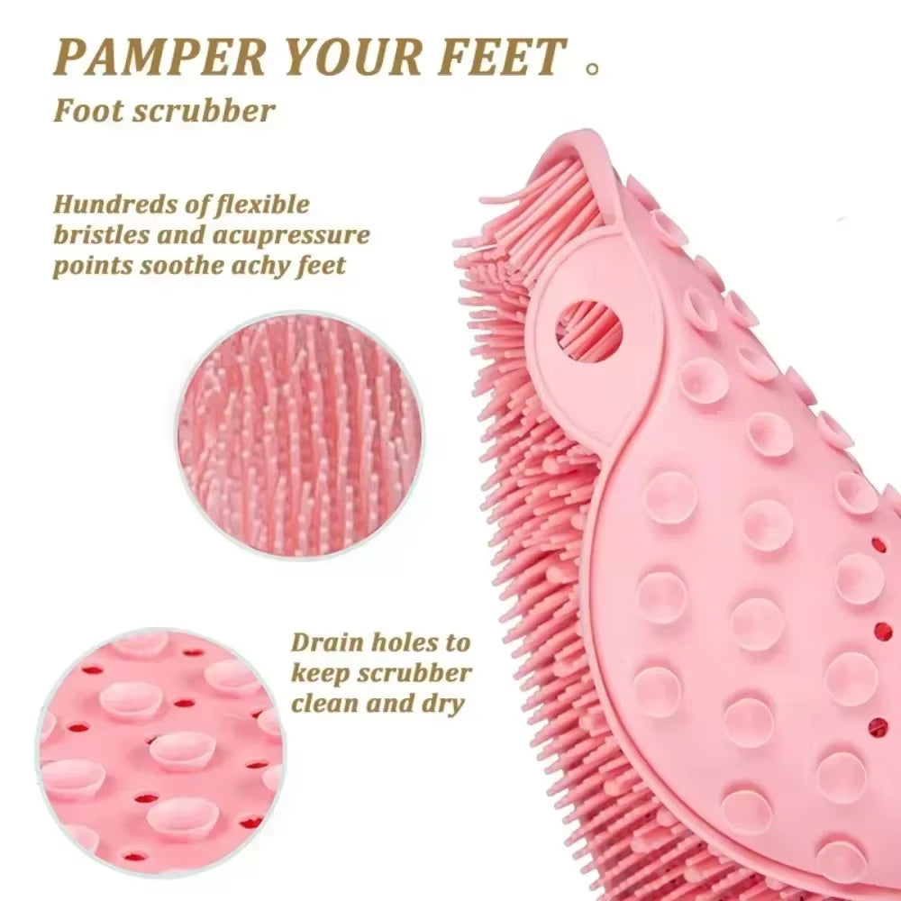 2025 Exfoliating Shower Massage Scraper Bathroom Non-Slip Bath Mat Back Massage Brush Silicone Foot Wash Cleaning Bathing Tool