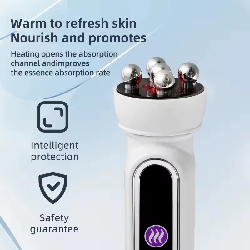 3In1 RF Heating EMS Facial 360° Roller Massager for Fine Lines Lifting Skin Rejuvenation Skin Firm Microcurrent Beauty Machine