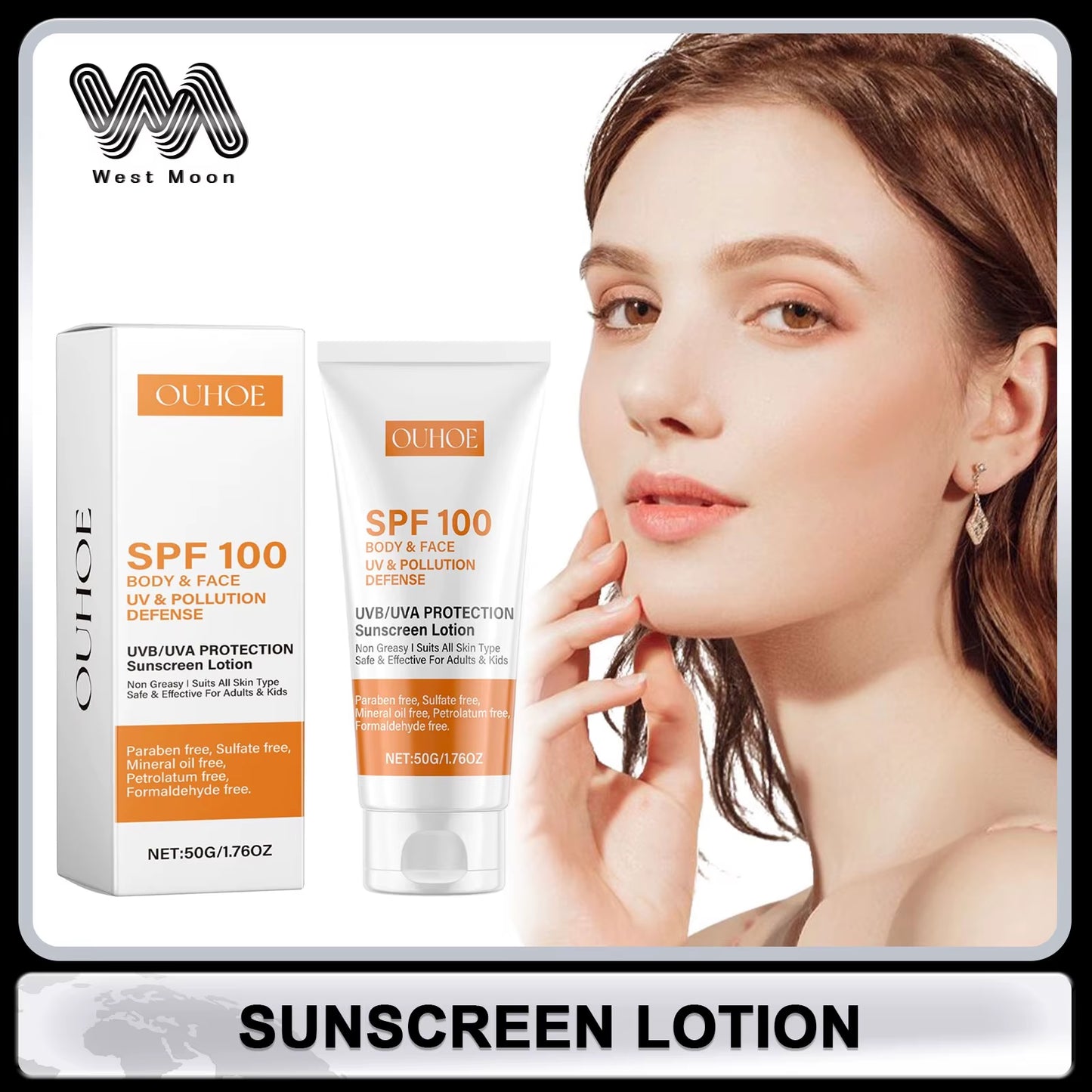 Sunscreen Lotion UV Protective Oil-Control Refreshing Skin Moisturizing Sun Isolate Makeup Hyaluronic Acid Concealer Sun Cream