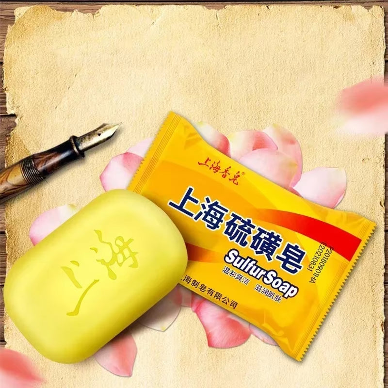 Shanghai Sulfur Soap Oil-Control Lackhead Cover Soap 85G Cleanser Chinese Traditional Skin Care