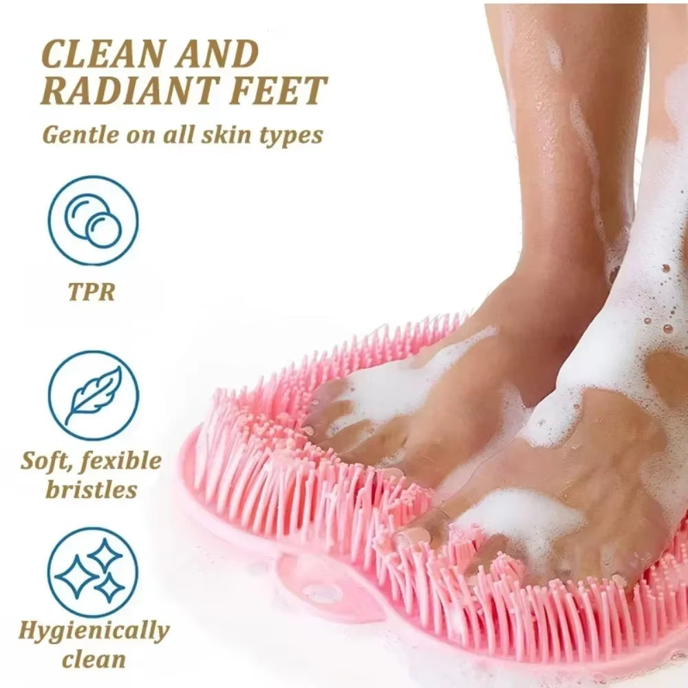 2025 Exfoliating Shower Massage Scraper Bathroom Non-Slip Bath Mat Back Massage Brush Silicone Foot Wash Cleaning Bathing Tool