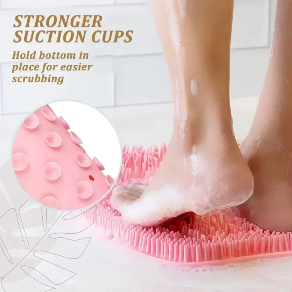 2025 Exfoliating Shower Massage Scraper Bathroom Non-Slip Bath Mat Back Massage Brush Silicone Foot Wash Cleaning Bathing Tool