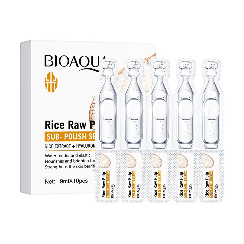 10Pcs BIOAQUA White Rice Raw Pulp Face Serum Facial Moisturizing Brightening Firming Facial Essence Beauty Face Skin Care